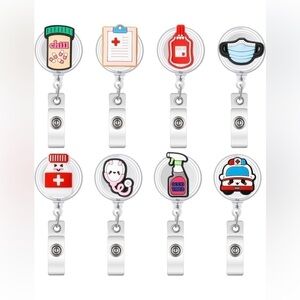 Uspeedy 8 Pieces Nursing Badge Reel,Retractable Holder ID Badge Reel with Clip